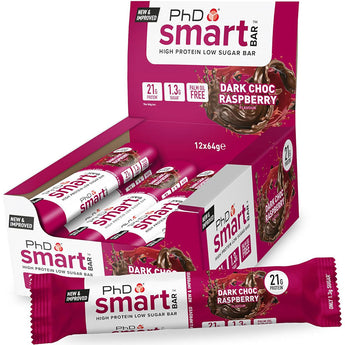 PhD Smart Bar - 12 x 64 Grams - Dark Chocolate Raspberry