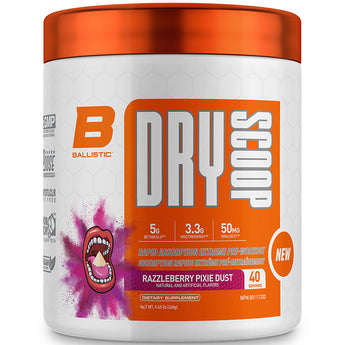 Ballistic Supps Dry Scoop - 268 Grams Razzleberry Pixie Dust  Expires 02/28/25