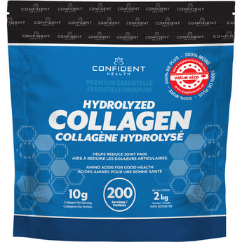 Confident Health Hydrolyzed Collagen Peptides - 2000 Grams 200 Servings - Unflavoured