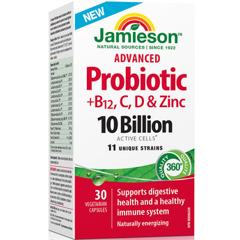 Jamieson Advanced Probiotic +B12,C,D, & Zinc - 10 Billion - 30 Vege Caps