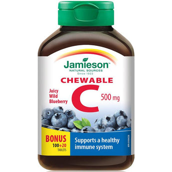 Jamieson Vitamin C 500mg Chewable *BONUS SIZE* - 100 + 20 Chewable Tablets