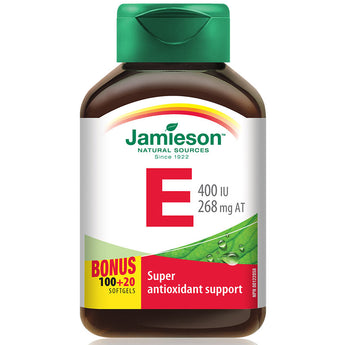 Jamieson Vitamin E 400iu 268mg *BONUS SIZE* - 100 + 20 Softgels (Best Before 11/2024)