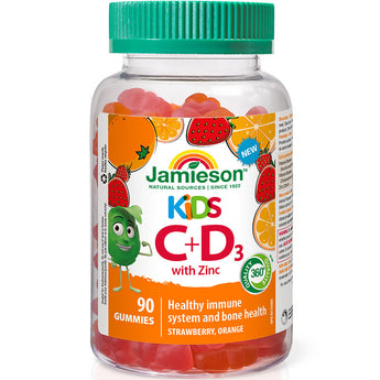 Jamieson Kids C + D3 with Zinc  - 90 Gummies - Strawberry / Orange