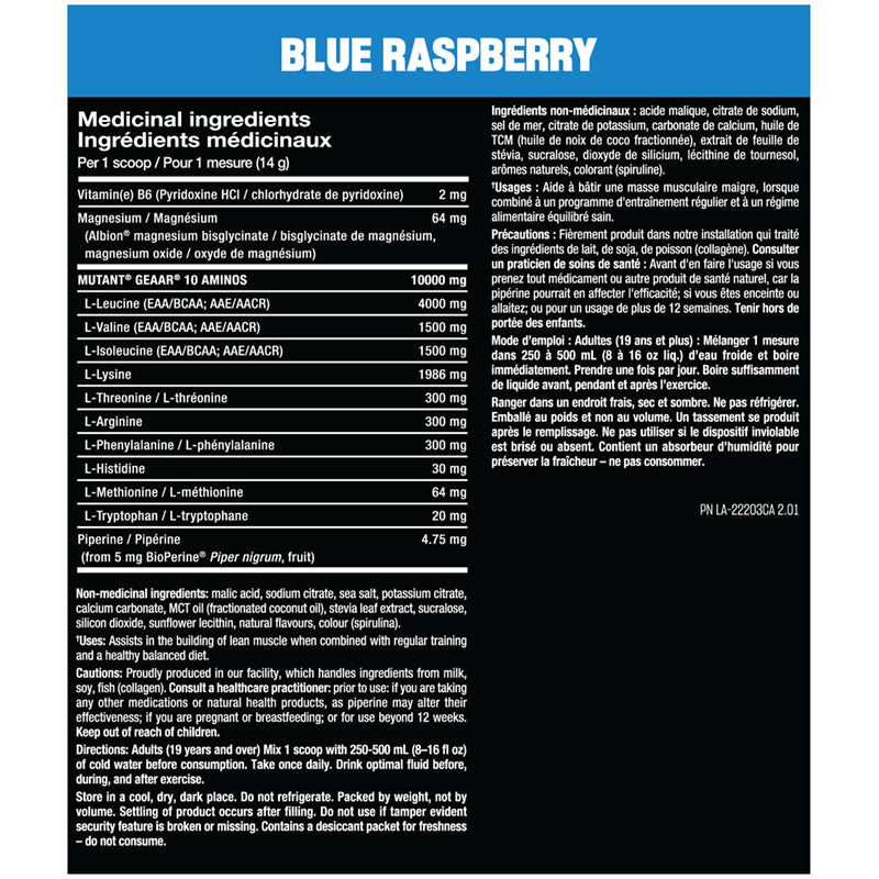 Geaar Blue Raspberry Mutant Mutant GEAAR - 420 Grams 30 Servings *HOT BUY!* – Supplements Canada