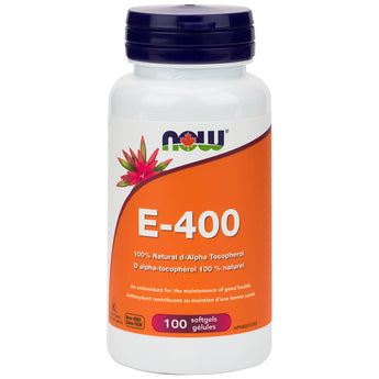 NOW Vitamin E (400 IU - D-Alpha Tocopheryl Acetate) - 100 Softgels (Best Before 08/2024)