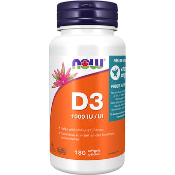 NOW Vitamin D3 1000 IU - 180 Softgels