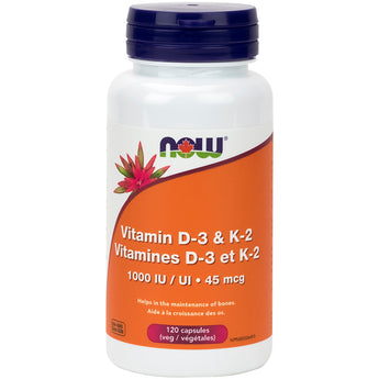 NOW Vitamin D-3 & K2 - 120 Veg Capsules