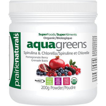 Prairie Naturals Organic Aqua Greens Powder - 200 Grams Pomegranate Berry