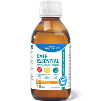 Progressive OmegEssential Adult High Potency Fish Oil - 200ml / 40 Servings - Natural Orange