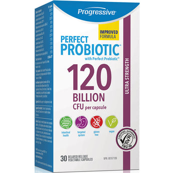 Progressive Perfect Probiotic 120 Billion CFU Ultra Strength - 30 Delayed Release Vegetable Capsules (Best Before 06/2025)