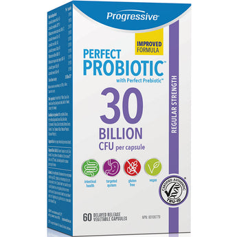 Progressive Perfect Probiotic 30 Billion CFU Regular Strength - 60 Delayed Release Vegetable Capsules (Best Before 08/2025)