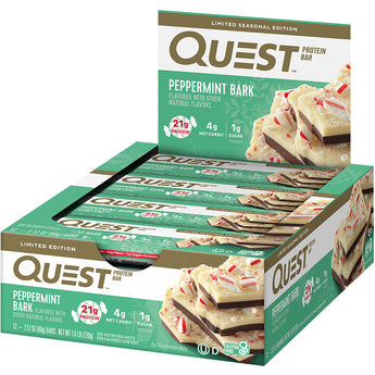 Quest Nutrition Protein Bar - 12 x 60 Grams  - Peppermint Bark *PRE BOXING WEEK SALE DOORCRASHER*