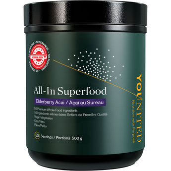 Younited Wellness All-In Organic Superfood *Value Size!* 500 Grams - 50 Servings - Elderberry Acai  * St Paddy's Day Door Crasher *